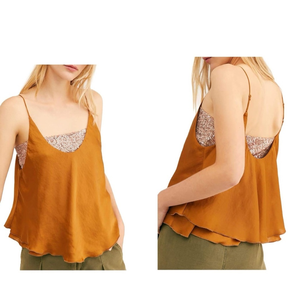 Free People Turn It On Sequined Layered Cami